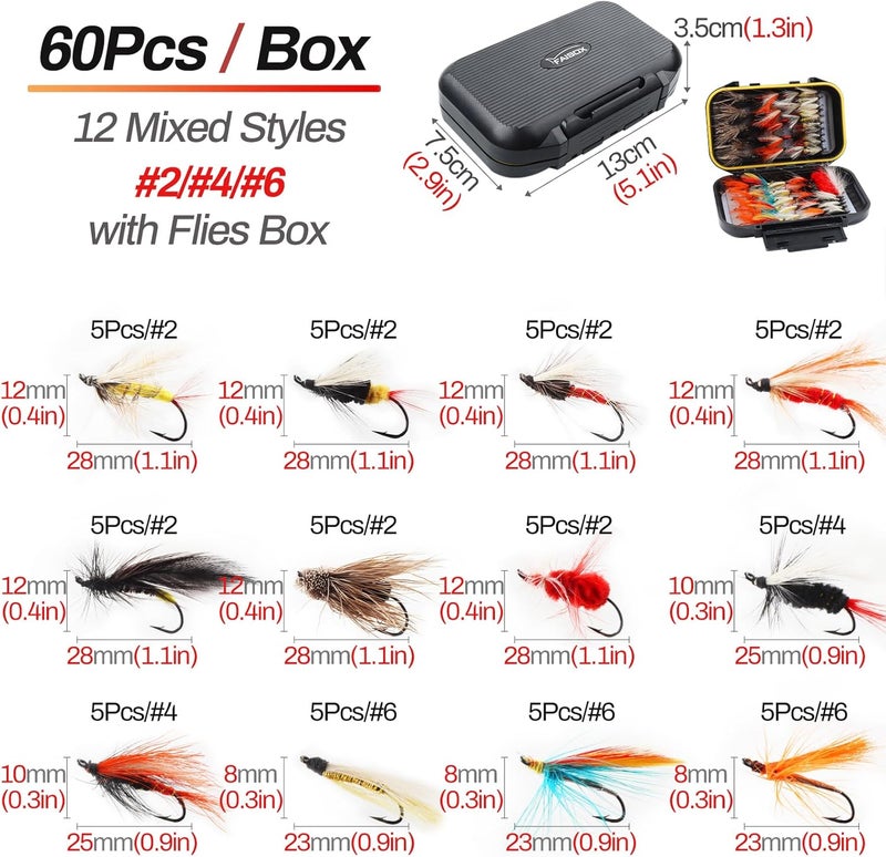 FAISOX Fly Fishing Flies Assortment Kit Dry Wet Nyphms Tenkara Popper Streamer Woolly Bugger for Trout Bass Salmon Steelhead with Fly Box - Image 2